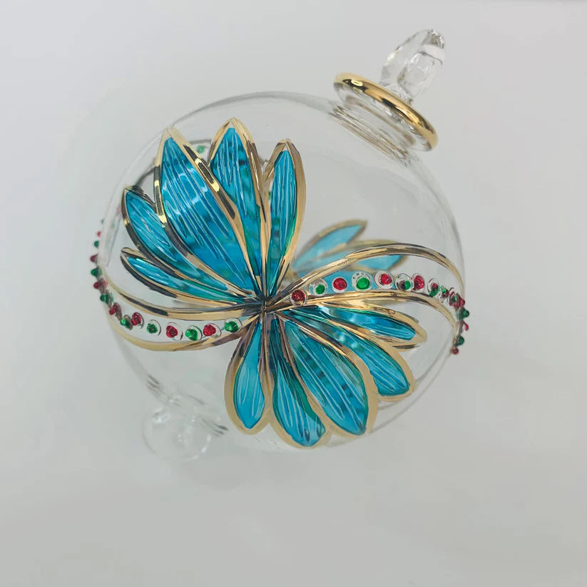 Hand Blown Ornaments - Turquoise Butterfly